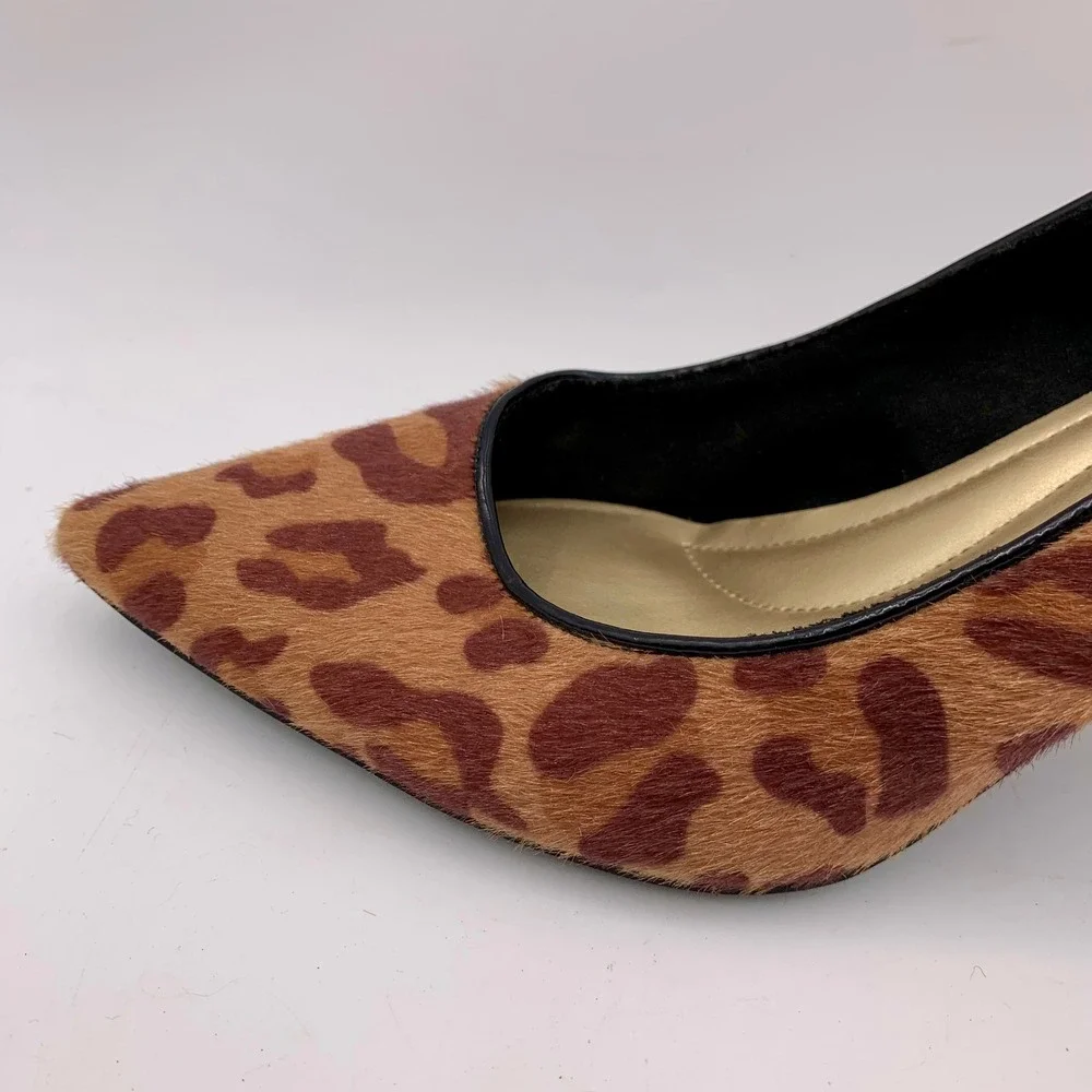 Comfort Plus Predictions Leopard Calf Hair Pointed Toe Stiletto Heels Women 8.5‎